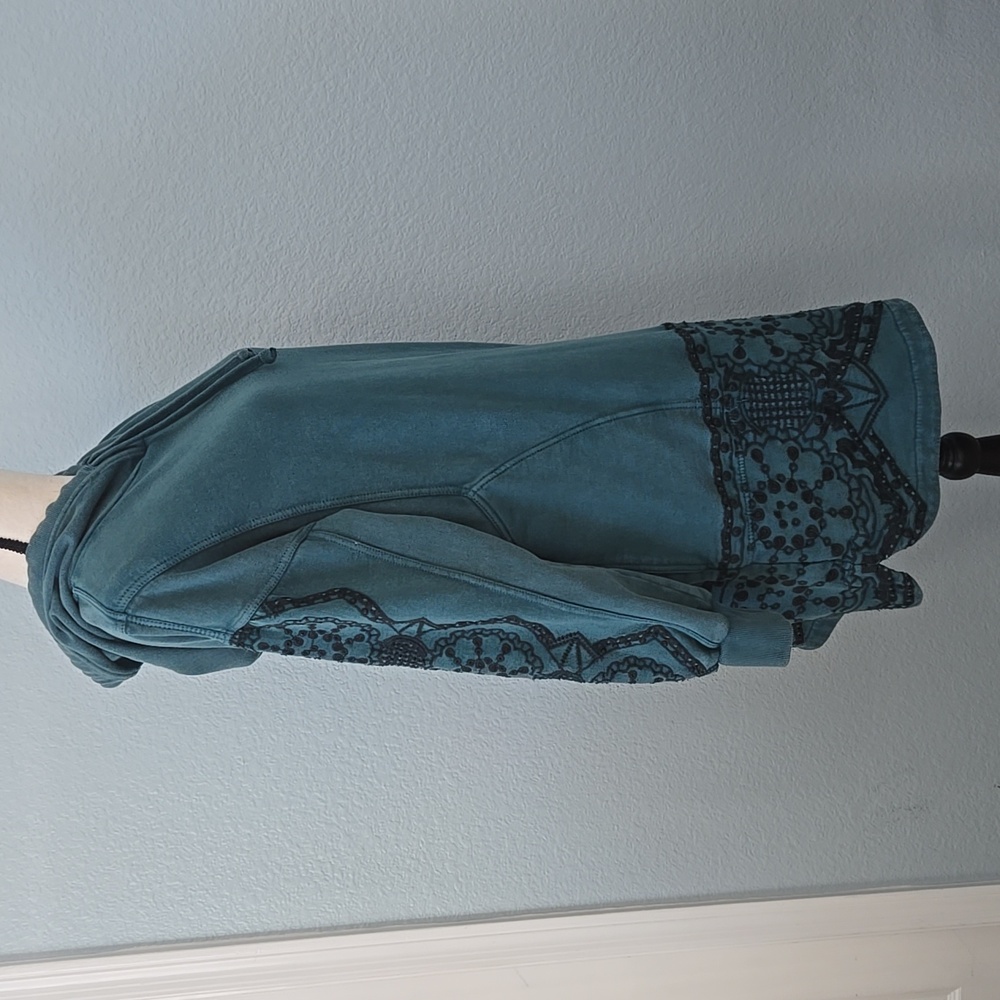 Daily Practice Anthropologie Blaine Embroidered Hoodie Mini Dress Green MEDIUM - Picture 8 of 14